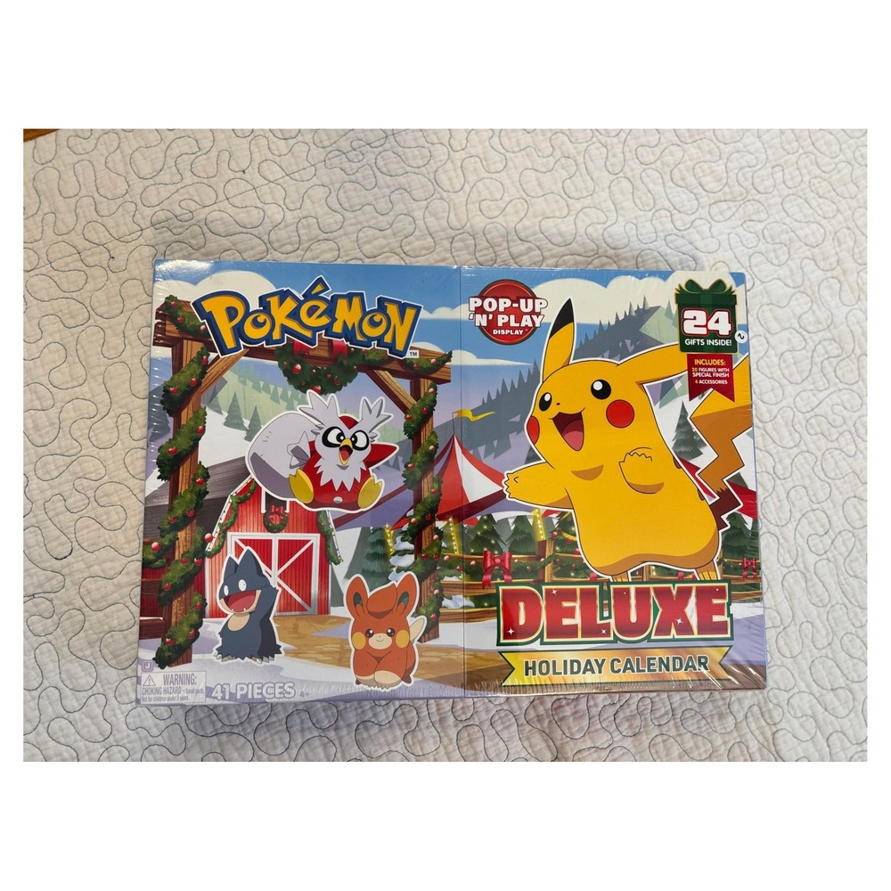 Pokemon Deluxe Holiday Calendar 2025 Pop-Up N Play 24 Gifts 41 Pieces New Sealed